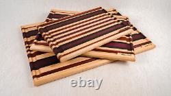 Handmade 7 Pc Exotic Wood Striped Cutting Board Chopping Block Set Wedding Gift