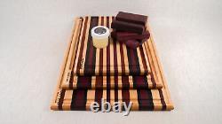 Handmade 7 Pc Exotic Wood Striped Cutting Board Chopping Block Set Wedding Gift