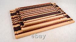 Handmade 7 Pc Exotic Wood Striped Cutting Board Chopping Block Set Wedding Gift