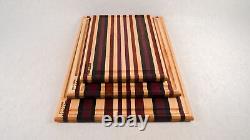 Handmade 7 Pc Exotic Wood Striped Cutting Board Chopping Block Set Wedding Gift