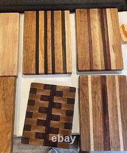 Handmade hardwood cutting board withmaple, cherry, walnut, purple heart wood