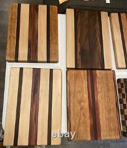 Handmade hardwood cutting board withmaple, cherry, walnut, purple heart wood