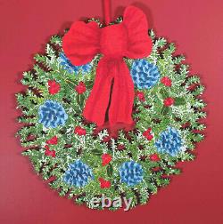 Holiday Wreath Wooden Jigsaw Puzzle-Hand Cut Double-Sided, Stained, Painted
