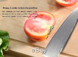 Japanese Damascus Kitchen Knife Set Stainless Steel Chef Santoku Knives Cutting