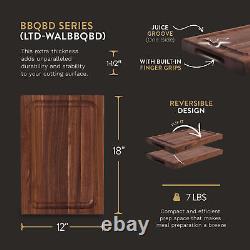 John Boos BBQ Collection Reversible Wood Cutting Board withJuice Groove, Walnut