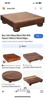 John Boos Block WAL-9SS Walnut Wood Edge Grain Cutting Board 9x9x1.5 with Feet