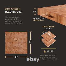 John Boos CCB Reversible Wood Chopping Board, 18 x 18 x 2 1/4, Maple