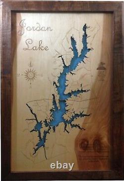 Jordan Lake, NC Laser Cut Wood Map Wall Art Made to Order