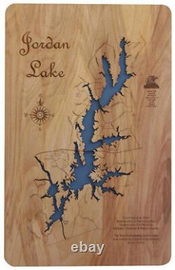 Jordan Lake, NC Laser Cut Wood Map Wall Art Made to Order