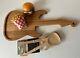 Kikkerland Cutting Board With Salad Spoons Guitars Bamboo+ Salt And Pepper Shakers