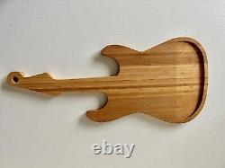 Kikkerland Cutting Board with Salad Spoons Guitars Bamboo+ Salt and pepper shakers