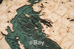 LAKE MICHIGAN 16 x 20 New, Laser-Cut 3-Dimen Wood Chart/Lake Art Map
