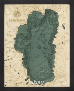 LAKE TAHOE 16 x 20 New Laser-Cut 3-Dimen Wood Chart/Lake Map