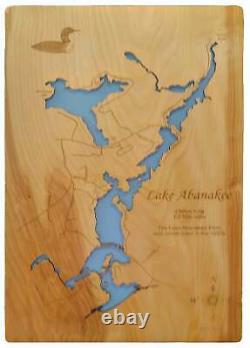 Lake Abanakee, New York Laser Cut Wood Map