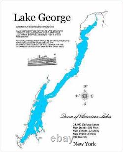 Lake George, New York Laser Cut Wood Map