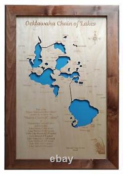 Lake Harris, FL Laser Cut Wood Map Ocklawaha Chain
