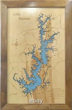Lake Keowee, SC Laser Cut Wood Map Wall Art Made to Order