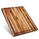 Large Teak Wood Cutting Board For Kitchen With Juice Groove, Reversible Cha