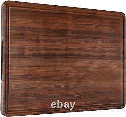 Large Walnut Wood Cutting Board for Kitchen 24x18 (Gift Box) with Juice Groove