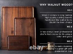 Large Walnut Wood Cutting Board for Kitchen 24x18 (Gift Box) with Juice Groove