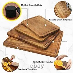 Large Wood Cutting Boards Acacia Wood 16x12 inch+14x10 inch+double 11x8 inch