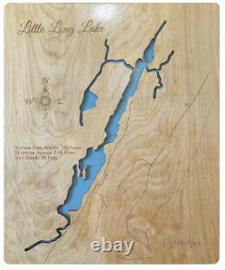 Little Long Lake, New York Laser Cut Wood Map Wall Art Made to Order