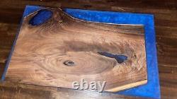 Local Wood Worker Hand Made Wood Art Large Epoxy Blue Cutting Board