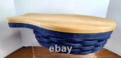 Longaberger Blue Cutting Board Wood Lid Protector Insert Fish Basket NEW Rare