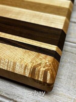 Maple Walnut Oak Premium Cutting Board Butchers Block Pinstripe Hardwood