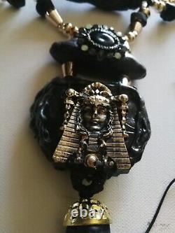 Maya tribe ethnic mexico jewelry primitive necklace fringe chain pendant woman