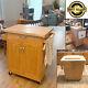 Mobile Kitchen Island Cart Wheels Top Luxury Cutting Board Solid Wood Block New