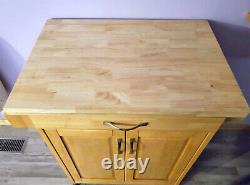 Mobile Kitchen Island Cart on Wheels Solid Wood Butcher Block Top Cutting Board