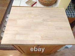 Mobile Kitchen Island Wheels Top Solid Cutting Board Wood Butcher Block Cart New