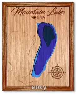 Moss Lake New York 3D laser cut wood lake map. Lake house decor