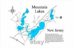 Mountain Lakes, New Jersey Laser Cut Wood Map Wall Art Made to Order