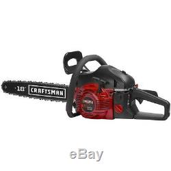 NEW Craftsman 18 42cc Gas Engine Chainsaw 2 Cycle + Case Cut Tree Branches Wood
