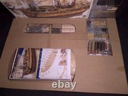 NEW OcCre HMS Endeavour Wood Ship Model Kit w Sails Laser Cut 154 Scale #14005