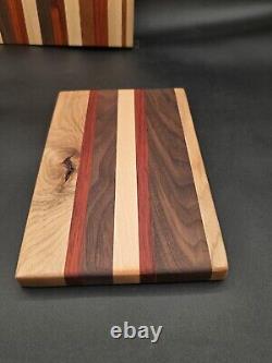 New Custom Handcrafted Natural Wood Butcher Block Cutting Board Rolling Pin Set