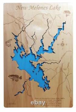 New Melones Lake, California Laser Cut Wood Map Wall Art Made to Order