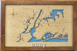 New York and New Jersey Laser Cut Wood Map Wall Art Made to Order