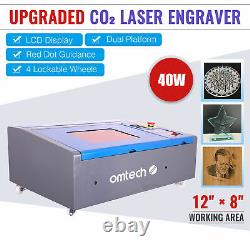 OMTech 40W CO2 Laser Engraver Cutting Machine 12x 8 Cutter Red Dot Guidance