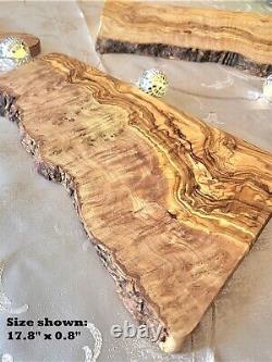 Olive Wood Cutting Board, Rustic Live Edge Cheese Board, Charcuterie Board