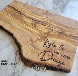 Olive Wood Cutting Board, Rustic Live Edge Cheese Board, Charcuterie Board