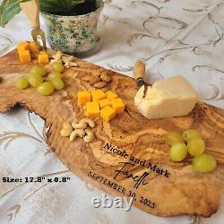 Olive Wood Cutting Board, Rustic Live Edge Cheese Board, Charcuterie Board