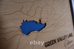 One-of-a-Kind forest GREEN VALLEY LAKE CALIFORNIA Laser Cut Wood Map Art NEW