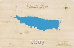 Oneida Lake, New York laser cut wood map Wall Art Made to Order