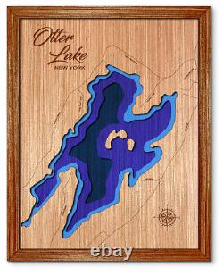 Otter Lake New York 3D laser cut wood lake map. Lake house decor