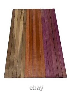 Pack Of 15, Black Walnut, Bloodwood, Purpleheart Lumber Boards Blocks 3/4x 2x16