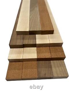 Pack Of 15, Leopardwood, Hard maple, Black Walnut Lumber Boards Blocks 3/4x2x24