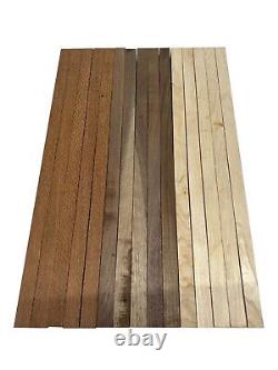 Pack Of 15, Leopardwood, Hard maple, Black Walnut Lumber Boards Blocks 3/4x2x24